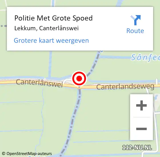 Locatie op kaart van de 112 melding: Politie Met Grote Spoed Naar Lekkum, Canterlânswei op 20 maart 2022 21:01