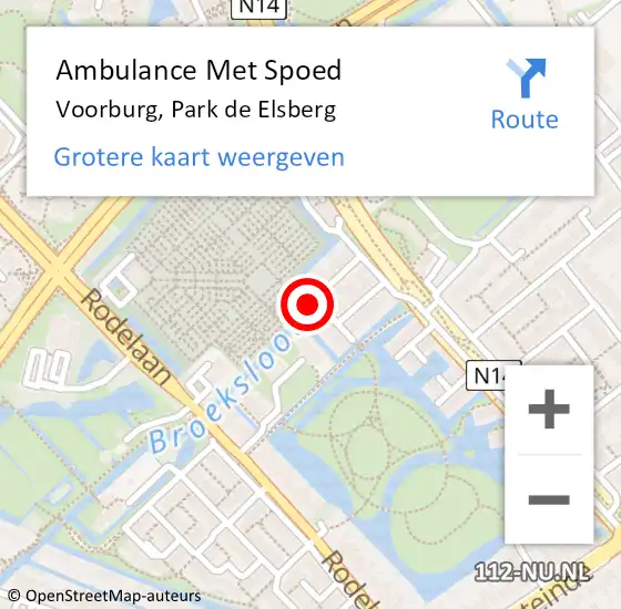 Locatie op kaart van de 112 melding: Ambulance Met Spoed Naar Voorburg, Park de Elsberg op 20 maart 2022 21:38