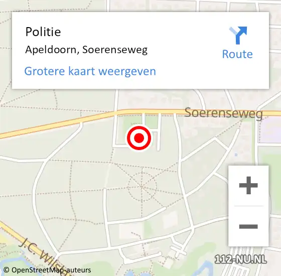Locatie op kaart van de 112 melding: Politie Apeldoorn, Soerenseweg op 21 maart 2022 03:12