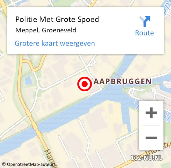 Locatie op kaart van de 112 melding: Politie Met Grote Spoed Naar Meppel, Groeneveld op 21 maart 2022 07:23