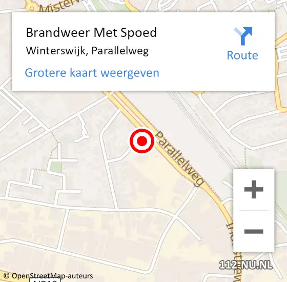 Locatie op kaart van de 112 melding: Brandweer Met Spoed Naar Winterswijk, Parallelweg op 21 maart 2022 11:23