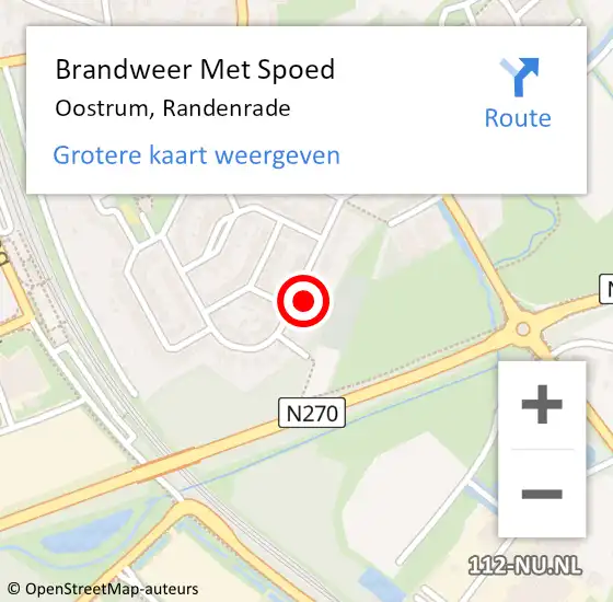 Locatie op kaart van de 112 melding: Brandweer Met Spoed Naar Oostrum, Randenrade op 21 maart 2022 11:49