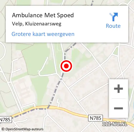Locatie op kaart van de 112 melding: Ambulance Met Spoed Naar Velp, Kluizenaarsweg op 21 maart 2022 13:08