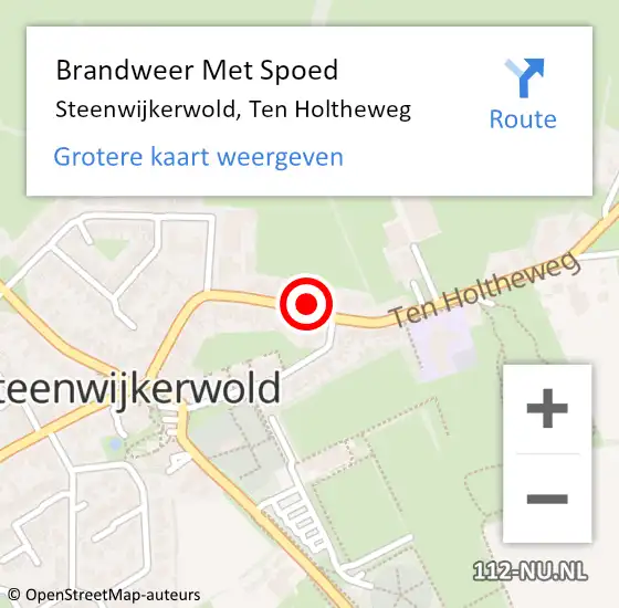 Locatie op kaart van de 112 melding: Brandweer Met Spoed Naar Steenwijkerwold, Ten Holtheweg op 21 maart 2022 14:06