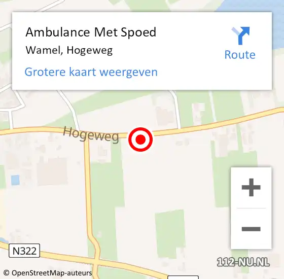 Locatie op kaart van de 112 melding: Ambulance Met Spoed Naar Wamel, Hogeweg op 21 maart 2022 14:15