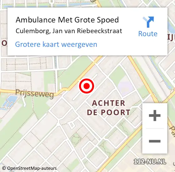 Locatie op kaart van de 112 melding: Ambulance Met Grote Spoed Naar Culemborg, Jan van Riebeeckstraat op 21 maart 2022 15:37