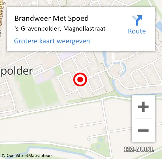 Locatie op kaart van de 112 melding: Brandweer Met Spoed Naar 's-Gravenpolder, Magnoliastraat op 21 maart 2022 17:32
