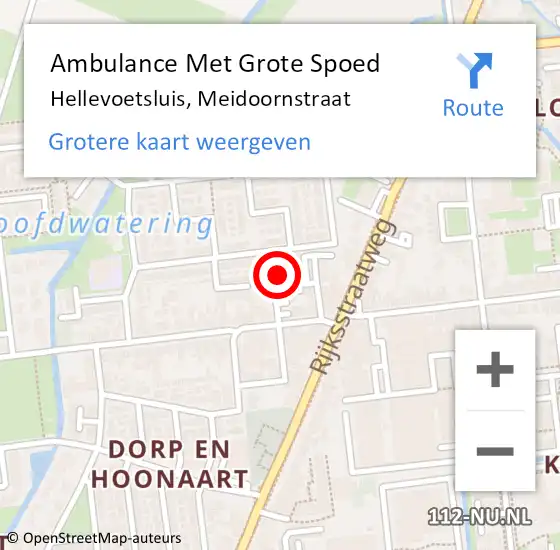 Locatie op kaart van de 112 melding: Ambulance Met Grote Spoed Naar Hellevoetsluis, Meidoornstraat op 21 maart 2022 17:56