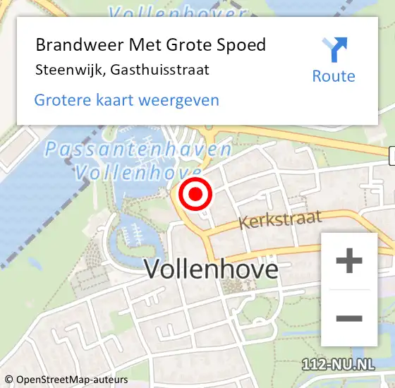 Locatie op kaart van de 112 melding: Brandweer Met Grote Spoed Naar Steenwijk, Gasthuisstraat op 22 maart 2022 00:07