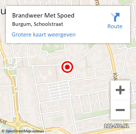 Locatie op kaart van de 112 melding: Brandweer Met Spoed Naar Burgum, Schoolstraat op 22 maart 2022 00:35
