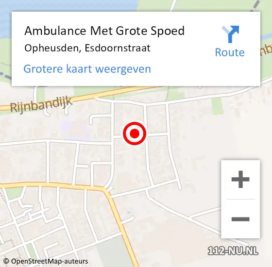Locatie op kaart van de 112 melding: Ambulance Met Grote Spoed Naar Opheusden, Esdoornstraat op 22 maart 2022 01:23