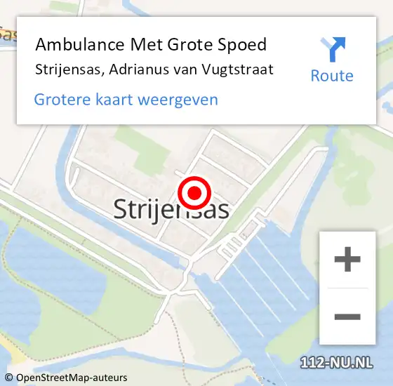Locatie op kaart van de 112 melding: Ambulance Met Grote Spoed Naar Strijensas, Adrianus van Vugtstraat op 22 maart 2022 01:54