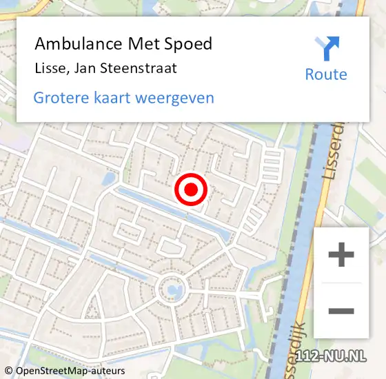 Locatie op kaart van de 112 melding: Ambulance Met Spoed Naar Lisse, Jan Steenstraat op 22 maart 2022 06:52