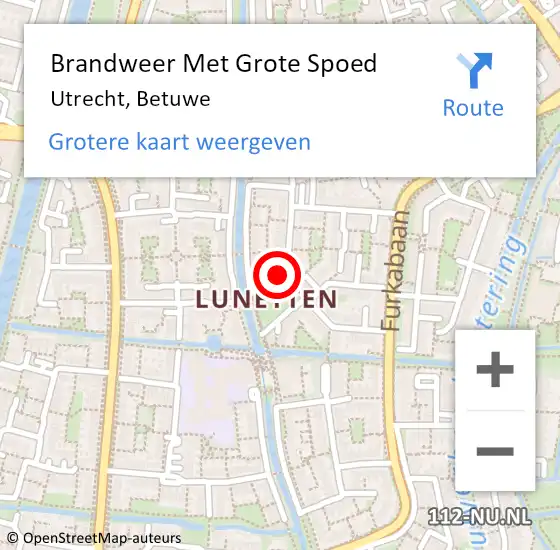 Locatie op kaart van de 112 melding: Brandweer Met Grote Spoed Naar Utrecht, Betuwe op 22 maart 2022 07:15