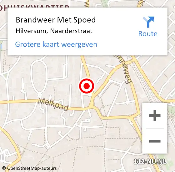 Locatie op kaart van de 112 melding: Brandweer Met Spoed Naar Hilversum, Naarderstraat op 22 maart 2022 09:43