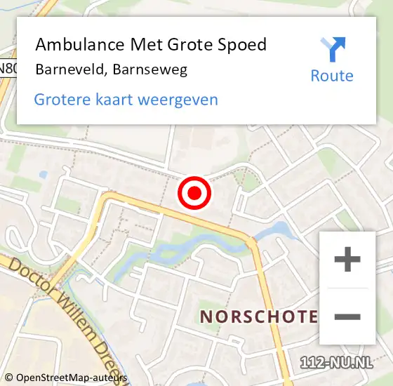 Locatie op kaart van de 112 melding: Ambulance Met Grote Spoed Naar Barneveld, Barnseweg op 22 maart 2022 10:21