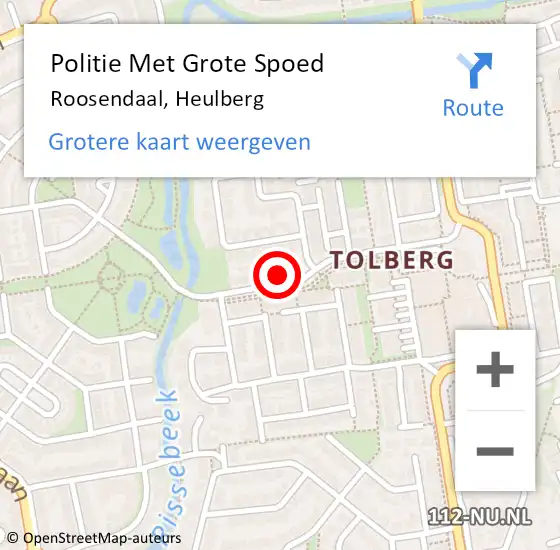 Locatie op kaart van de 112 melding: Politie Met Grote Spoed Naar Roosendaal, Heulberg op 22 maart 2022 13:09