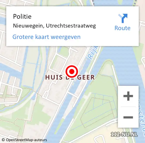 Locatie op kaart van de 112 melding: Politie Nieuwegein, Utrechtsestraatweg op 22 maart 2022 13:43