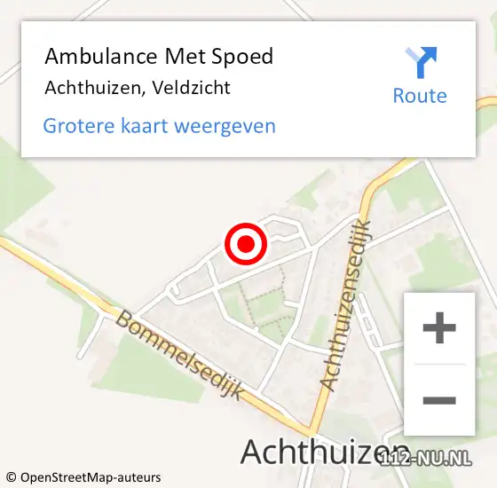 Locatie op kaart van de 112 melding: Ambulance Met Spoed Naar Achthuizen, Veldzicht op 22 maart 2022 14:33