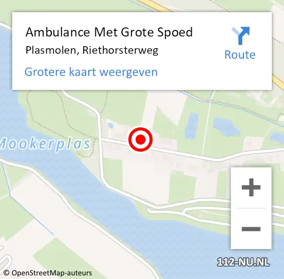 Locatie op kaart van de 112 melding: Ambulance Met Grote Spoed Naar Plasmolen, Riethorsterweg op 22 maart 2022 14:34