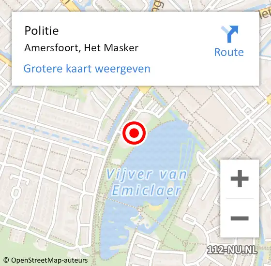 Locatie op kaart van de 112 melding: Politie Amersfoort, Het Masker op 22 maart 2022 14:53
