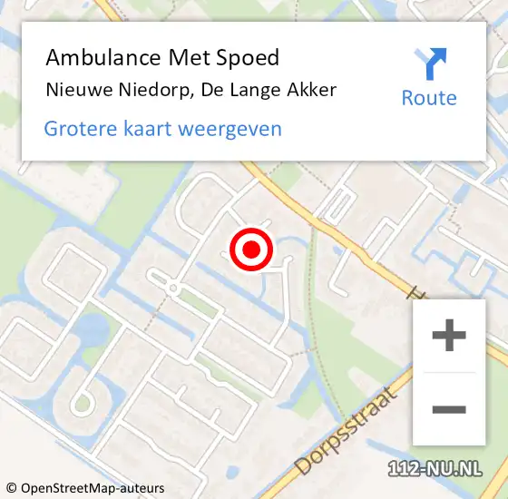 Locatie op kaart van de 112 melding: Ambulance Met Spoed Naar Nieuwe Niedorp, De Lange Akker op 22 maart 2022 15:05
