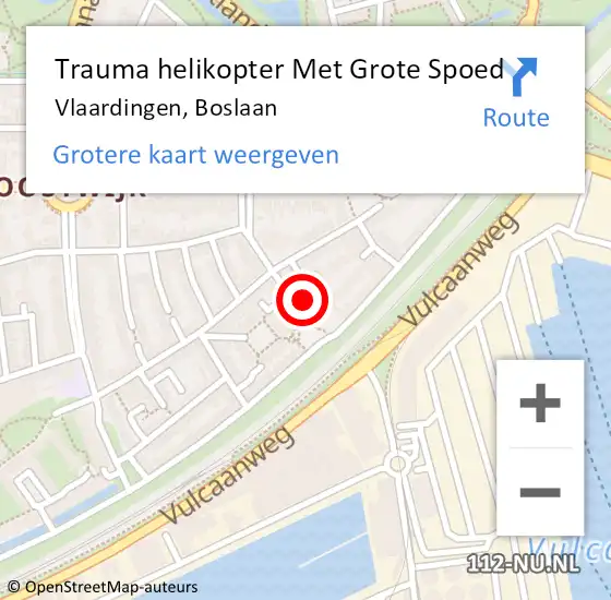 Locatie op kaart van de 112 melding: Trauma helikopter Met Grote Spoed Naar Vlaardingen, Boslaan op 22 maart 2022 15:11