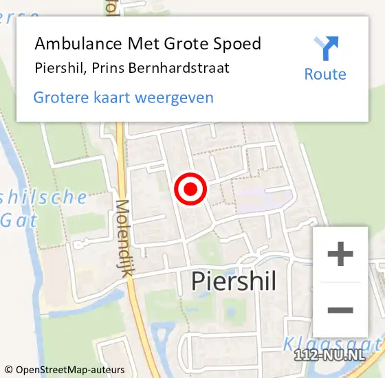 Locatie op kaart van de 112 melding: Ambulance Met Grote Spoed Naar Piershil, Prins Bernhardstraat op 22 maart 2022 15:48