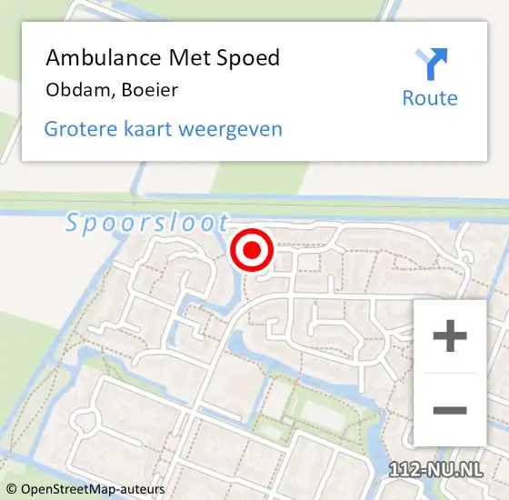 Locatie op kaart van de 112 melding: Ambulance Met Spoed Naar Obdam, Boeier op 22 maart 2022 16:03