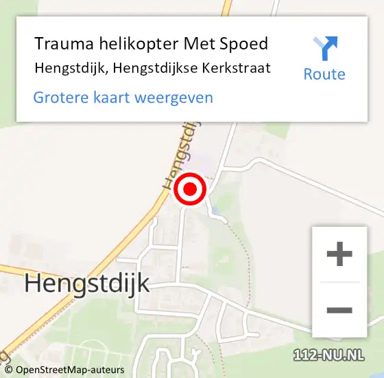 Locatie op kaart van de 112 melding: Trauma helikopter Met Spoed Naar Hengstdijk, Hengstdijkse Kerkstraat op 22 maart 2022 16:49