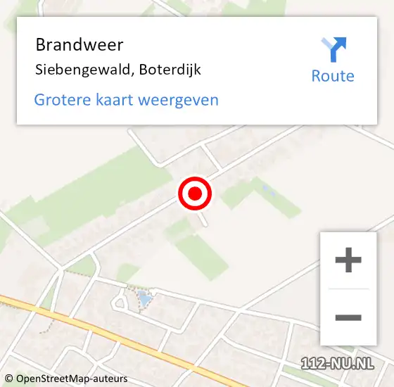 Locatie op kaart van de 112 melding: Brandweer Siebengewald, Boterdijk op 22 maart 2022 17:36