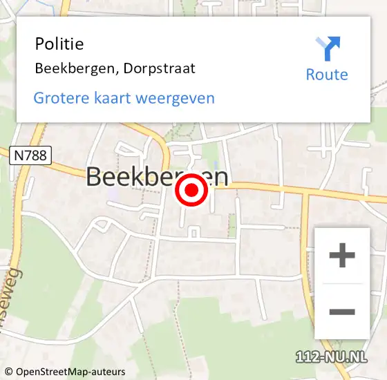Locatie op kaart van de 112 melding: Politie Beekbergen, Dorpstraat op 22 maart 2022 17:43