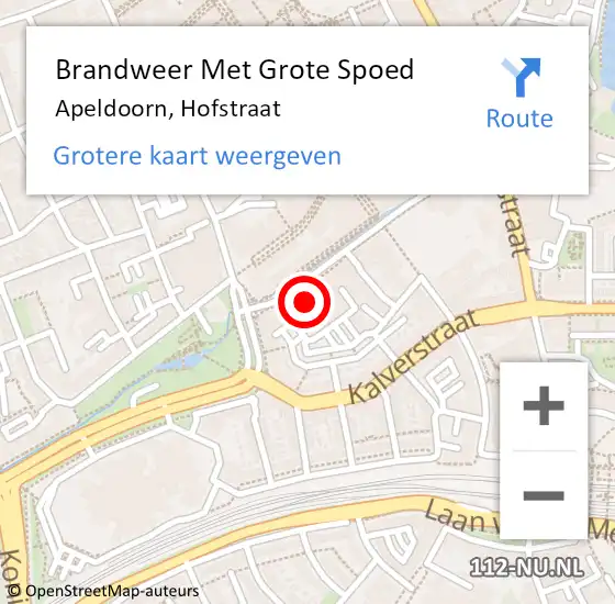Locatie op kaart van de 112 melding: Brandweer Met Grote Spoed Naar Apeldoorn, Hofstraat op 22 maart 2022 18:19