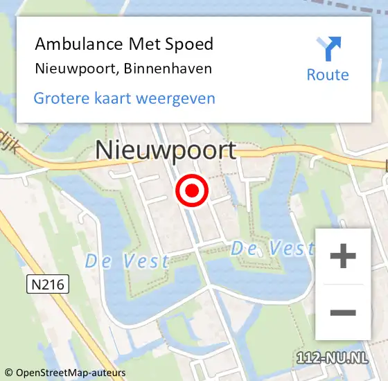 Locatie op kaart van de 112 melding: Ambulance Met Spoed Naar Nieuwpoort, Binnenhaven op 22 maart 2022 18:22
