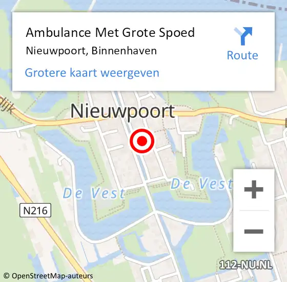 Locatie op kaart van de 112 melding: Ambulance Met Grote Spoed Naar Nieuwpoort, Binnenhaven op 22 maart 2022 18:23