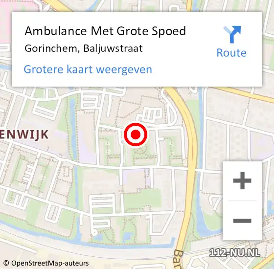 Locatie op kaart van de 112 melding: Ambulance Met Grote Spoed Naar Gorinchem, Baljuwstraat op 22 maart 2022 19:50