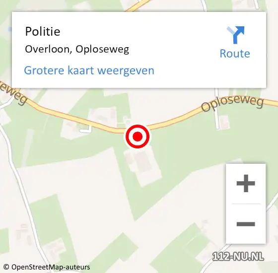 Locatie op kaart van de 112 melding: Politie Overloon, Oploseweg op 23 maart 2022 00:02