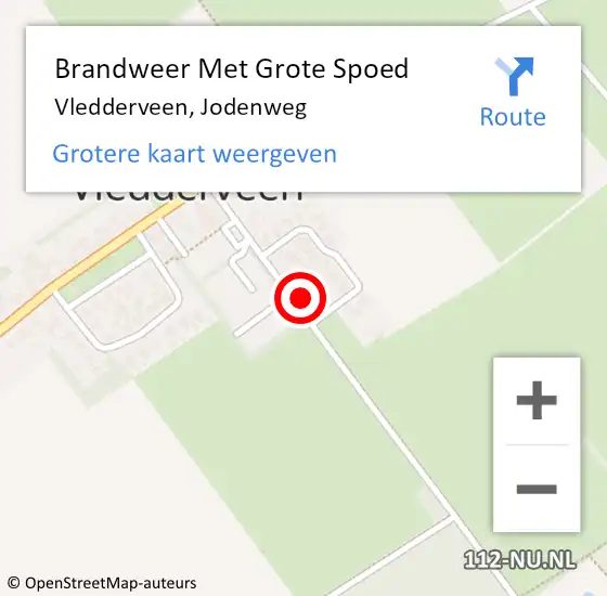 Locatie op kaart van de 112 melding: Brandweer Met Grote Spoed Naar Vledderveen, Jodenweg op 23 maart 2022 00:12