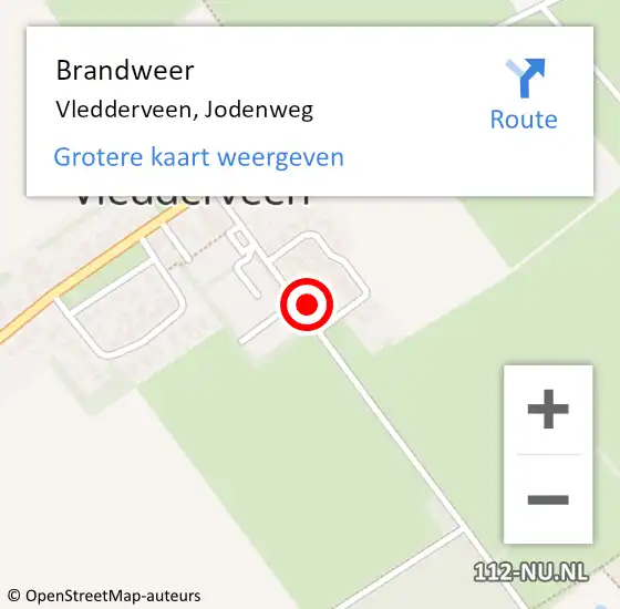 Locatie op kaart van de 112 melding: Brandweer Vledderveen, Jodenweg op 23 maart 2022 00:13