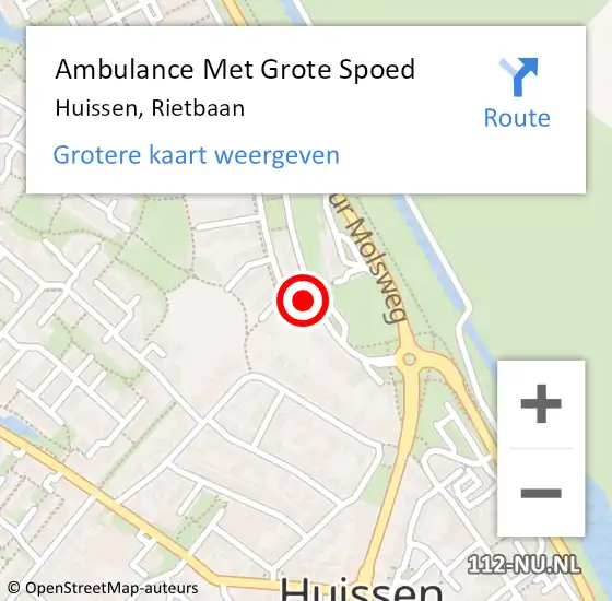 Locatie op kaart van de 112 melding: Ambulance Met Grote Spoed Naar Huissen, Rietbaan op 23 maart 2022 00:54