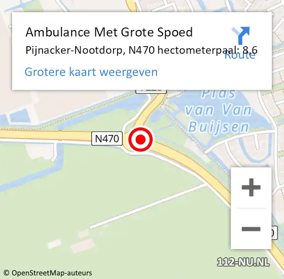 Locatie op kaart van de 112 melding: Ambulance Met Grote Spoed Naar Pijnacker-Nootdorp, N470 hectometerpaal: 8,6 op 23 maart 2022 08:27