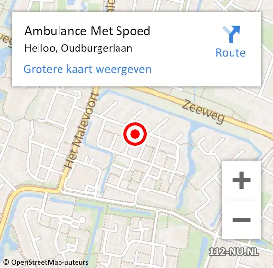 Locatie op kaart van de 112 melding: Ambulance Met Spoed Naar Heiloo, Oudburgerlaan op 23 maart 2022 08:37