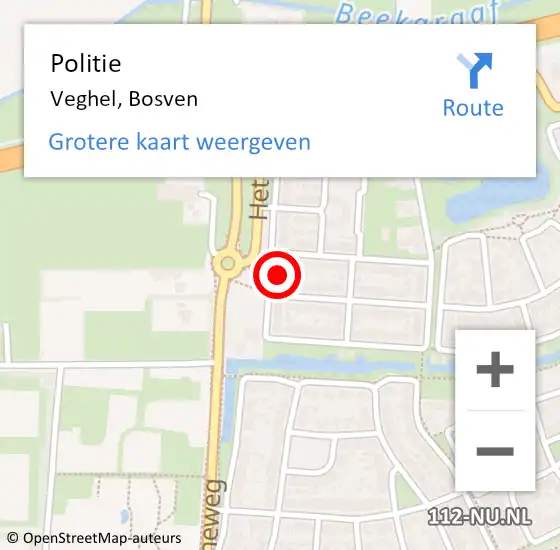 Locatie op kaart van de 112 melding: Politie Veghel, Bosven op 23 maart 2022 08:40
