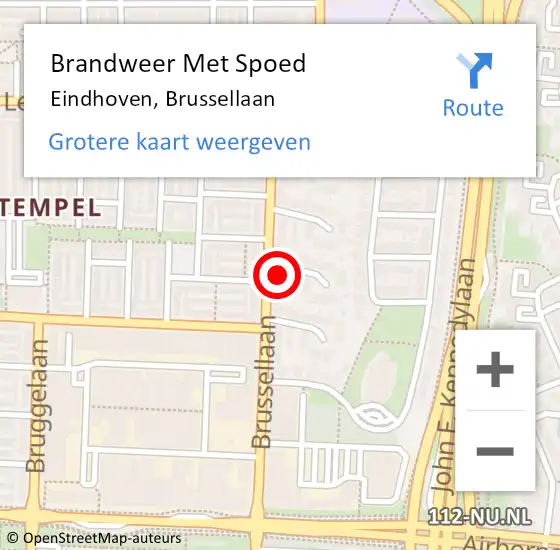 Locatie op kaart van de 112 melding: Brandweer Met Spoed Naar Eindhoven, Brussellaan op 23 maart 2022 09:58