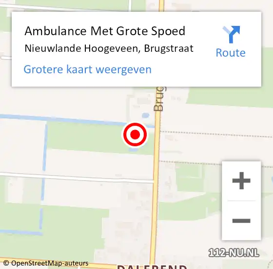 Locatie op kaart van de 112 melding: Ambulance Met Grote Spoed Naar Nieuwlande Hoogeveen, Brugstraat op 8 oktober 2013 01:24