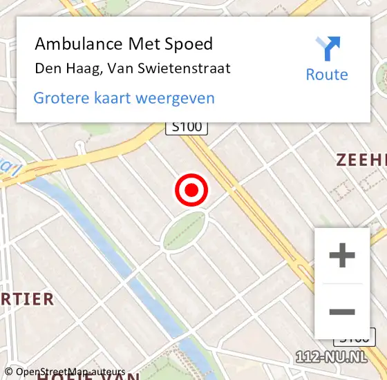 Locatie op kaart van de 112 melding: Ambulance Met Spoed Naar Den Haag, Van Swietenstraat op 23 maart 2022 10:34