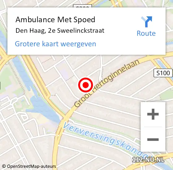Locatie op kaart van de 112 melding: Ambulance Met Spoed Naar Den Haag, 2e Sweelinckstraat op 23 maart 2022 11:52