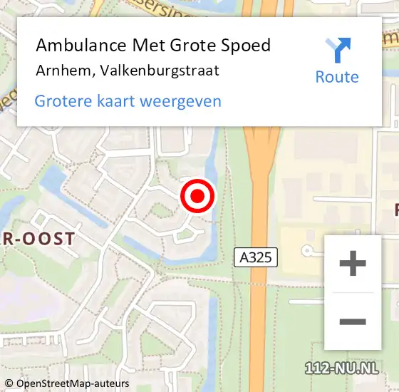 Locatie op kaart van de 112 melding: Ambulance Met Grote Spoed Naar Arnhem, Valkenburgstraat op 23 maart 2022 12:11