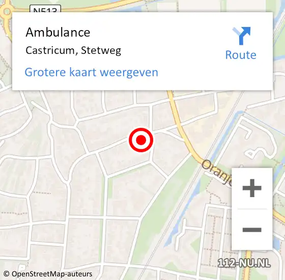 Locatie op kaart van de 112 melding: Ambulance Castricum, Stetweg op 23 maart 2022 13:08