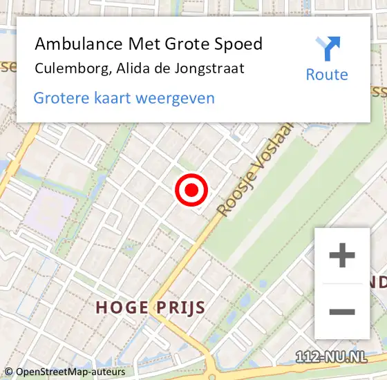 Locatie op kaart van de 112 melding: Ambulance Met Grote Spoed Naar Culemborg, Alida de Jongstraat op 23 maart 2022 13:13
